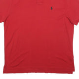 POLO RALPH LAUREN Mens Red Short Sleeve Plain Polo Shirt L Cotton Blend Casual