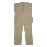 WRANGLER Mens Regular Beige Cotton Blend Regular Tapered Trousers W34 L31 Cargo