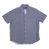 RALPH LAUREN Mens Blue Patterned Short Sleeve Shirt L Cotton Casual Summer