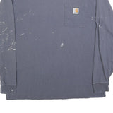 CARHARTT Mens Blue Long Sleeve Crew Neck Pocket T-Shirt M Cotton Blend Workwear