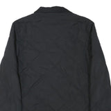 BURBERRY Womens Black Outdoor Jacket M Polyester Blend Diamond Pattern Button