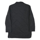 BURBERRY Womens Black Outdoor Jacket M Polyester Blend Diamond Pattern Button