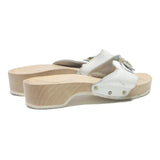 SCHOLL Womens Leather White Clog Slide Sandals UK 5 Comfortable Summer Footwear