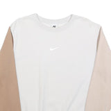 NIKE Womens White & Beige Sweatshirt Crew Neck M Cotton Blend Sporty