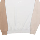NIKE Womens White & Beige Sweatshirt Crew Neck M Cotton Blend Sporty
