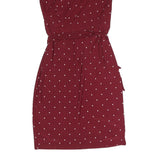 LAUREN RALPH LAUREN Womens Maroon & White Polka Dot Day Jersey Shift Dress M
