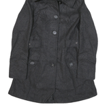 MISS 60 Womens Grey Button Jacket XS Cotton Blend Hooded Pleated