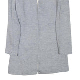 ZARA Womens Grey Linen Blend Button Jacket S Tailored Classic Plain Lightweight