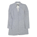 ZARA Womens Grey Linen Blend Button Jacket S Tailored Classic Plain Lightweight