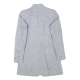 ZARA Womens Grey Linen Blend Button Jacket S Tailored Classic Plain Lightweight