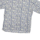 CROFT & BARROW Mens Blue Grey Patterned Shirt XL Cotton Blend Short Sleeve
