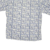 CROFT & BARROW Mens Blue Grey Patterned Shirt XL Cotton Blend Short Sleeve