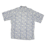 CROFT & BARROW Mens Blue Grey Patterned Shirt XL Cotton Blend Short Sleeve