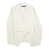 ZARA Womens White Jacket L Polyester Blend Drawstring Plain Stylish Lightweight