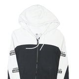 ADIDAS Womens Black & White Zip Up Hoodie UK 6 Cotton Blend Logo Tape Sleeve
