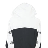 ADIDAS Womens Black & White Zip Up Hoodie UK 6 Cotton Blend Logo Tape Sleeve