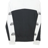 ADIDAS Womens Black & White Zip Up Hoodie UK 6 Cotton Blend Logo Tape Sleeve