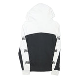 ADIDAS Womens Black & White Zip Up Hoodie UK 6 Cotton Blend Logo Tape Sleeve