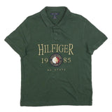TOMMY HILFIGER Mens Green Polo Shirt Short Sleeve Large Logo Embroidered M