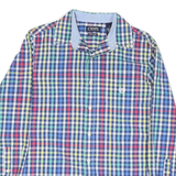 CHAPS Mens Blue & Red Check Shirt M Classic Cotton Blend Casual Long Sleeve