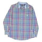 CHAPS Mens Blue & Red Check Shirt M Classic Cotton Blend Casual Long Sleeve