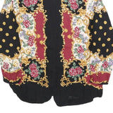 LADY CAROL Womens Black & Burgundy Floral Printed Button Shirt M Elegant Cotton
