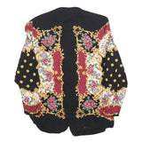 LADY CAROL Womens Black & Burgundy Floral Printed Button Shirt M Elegant Cotton