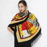 Anyyou 100% Merino Wool Multi-Color Silk Satin Large Winter Scarf Pashmina Shawl Bandana Perfect For Women Ladies Fashion Style