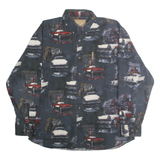 NORTH RIVER Mens Blue Cotton Vintage Car Print Shirt XL Classic Button-Down