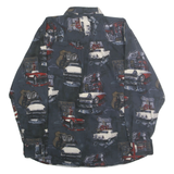 NORTH RIVER Mens Blue Cotton Vintage Car Print Shirt XL Classic Button-Down