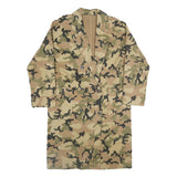 Womens Beige Green Camouflage Button Jacket L Cotton Blend Casual Patterned