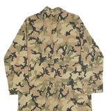 Womens Beige Green Camouflage Button Jacket L Cotton Blend Casual Patterned