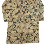 Womens Beige Green Camouflage Button Jacket L Cotton Blend Casual Patterned