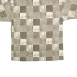 BLUE JEANS Mens Beige & Brown Checked Short Sleeve Polo Shirt L Casual Summer