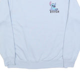 DISNEY Womens Blue Stitch Crew Neck M Cotton Blend Pullover Sweatshirt Cartoon