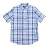 CHAPS Mens Blue & White Check Shirt M Short Sleeve Buttondown Casual