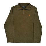 Vintage Polo By Ralph Lauren 1/4 Zip - Large Green Cotton
