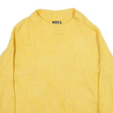 CHICOREE Womens Yellow Plain Jumper Crew Neck Basic Knit S Lightweight Soft Wool