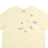 NORTHERN REFLECTIONS Womens Cream Butterfly Graphic T-Shirt L Short Sleeve Crew