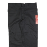 DICKIES Mens Black Regular Fit Straight Trousers W42 L30 Work Wear Durable Zip