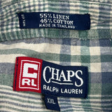 Chaps Ralph Lauren Checked Short Sleeve Shirt - 2XL Beige Linen Blend