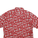 PIERRE CARDIN Mens Red Patterned Shirt 2XL Cotton Short Sleeve Casual