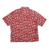 PIERRE CARDIN Mens Red Patterned Shirt 2XL Cotton Short Sleeve Casual
