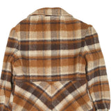Womens Brown Beige Check Button Cotton Blend Jacket M Casual Stylish Outerwear