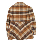 Womens Brown Beige Check Button Cotton Blend Jacket M Casual Stylish Outerwear