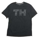TOMMY HILFIGER Mens Black Graphic T-Shirt L Short Sleeve Crew Neck Logo