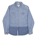 MOSSIMO Mens Blue Denim Shirt M Cotton Blend Button Front Casual