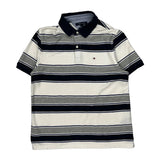 Tommy Hilfiger Striped Polo Shirt - Medium Gray Cotton