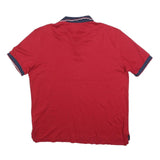 CHAPS Mens Red & Navy Short Sleeve Plain Polo Shirt L Cotton Blend
