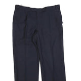 HAGMAN Mens Wool Navy Blue Regular Fit Straight Leg Trousers W34 L30 Smart